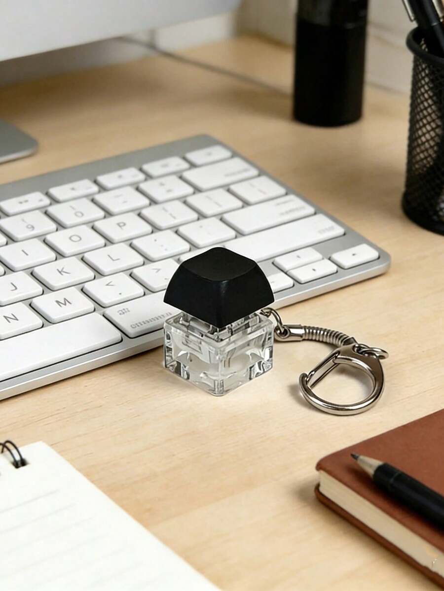 Tech Office Worker - Clear Acrylic Keyboard Keycap Keychain With