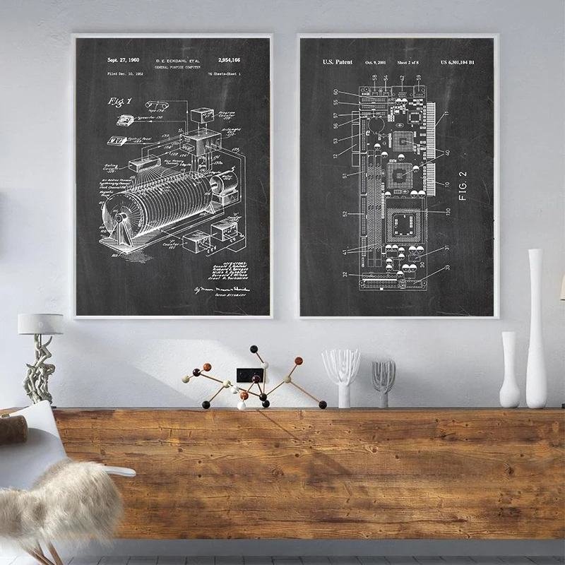 6Pcs Vintage Computer Patent W - Office Tech Room recensie en prijs
