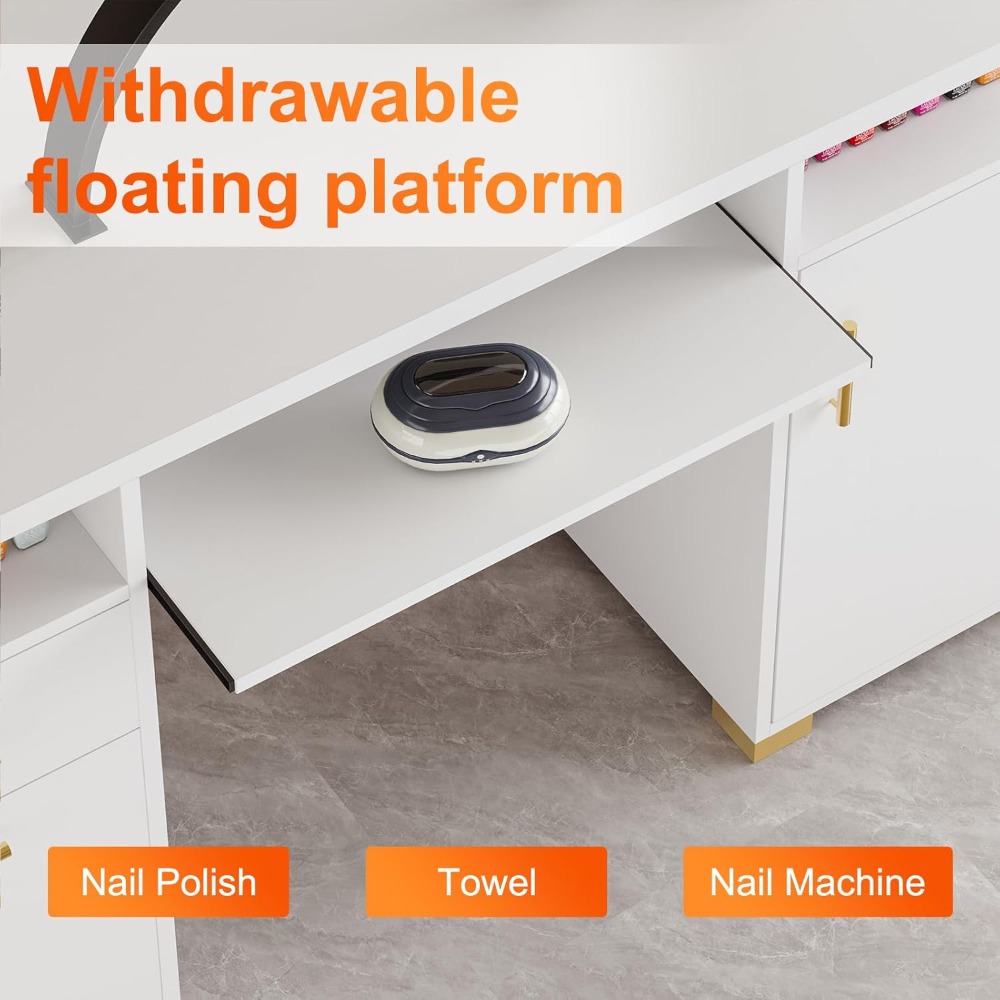 White and Gold Nail Desk for N - Office Tech Furniture recensie en prijs