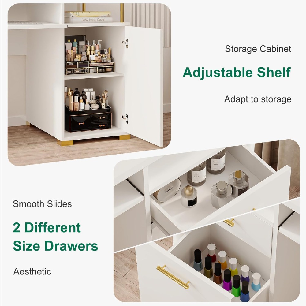 White and Gold Nail Desk for N - Office Tech Furniture recensie en prijs