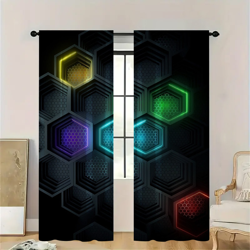 2pcs Modern Geometric Curtains - Office Tech Room recensie en prijs