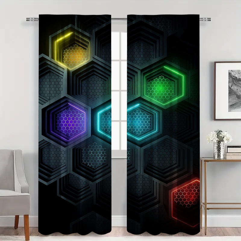 2pcs Modern Geometric Curtains - Office Tech Room recensie en prijs