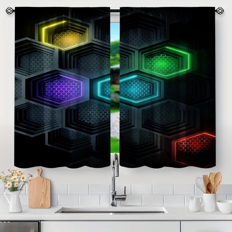 2pcs Modern Geometric Curtains - Office Tech Room recensie en prijs