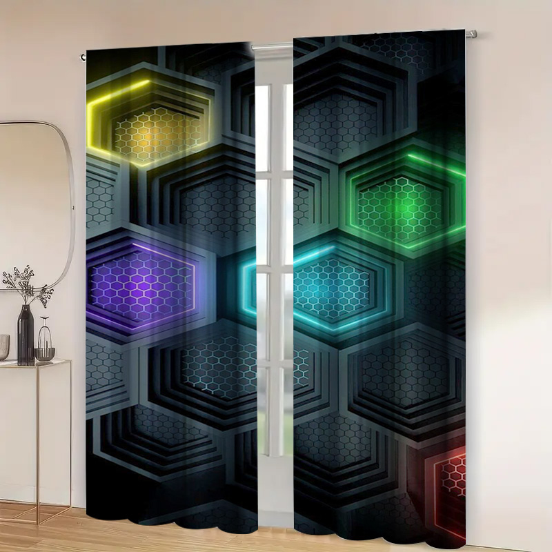 2pcs Modern Geometric Curtains - Office Tech Room recensie en prijs