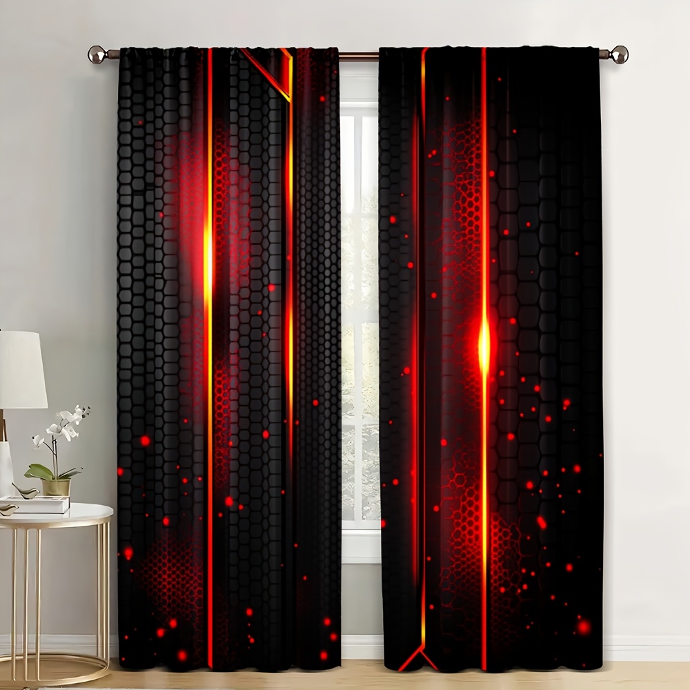 2pcs Lava Curtains Black Red C - Office Tech Room recensie en prijs