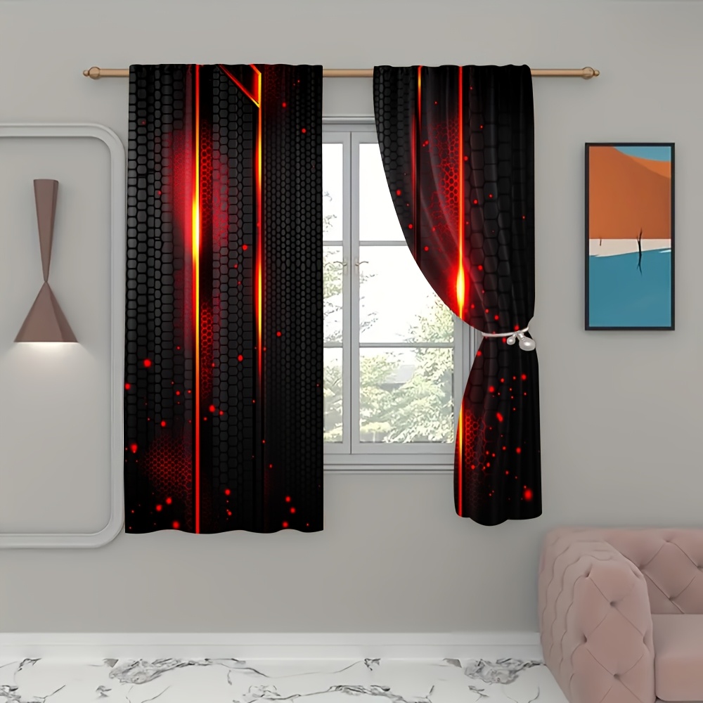 2pcs Lava Curtains Black Red C - Office Tech Room recensie en prijs