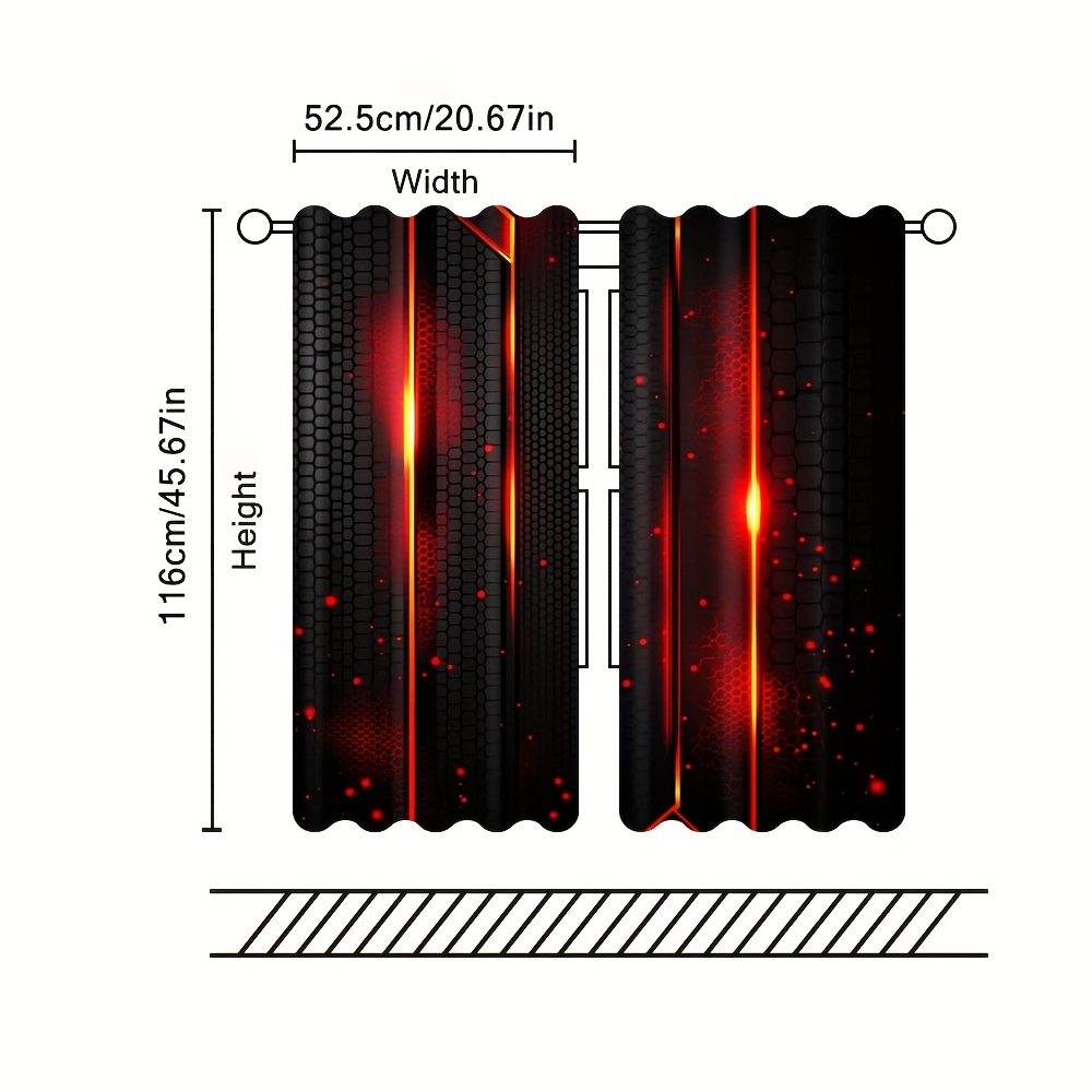 2pcs Lava Curtains Black Red C - Office Tech Room recensie en prijs