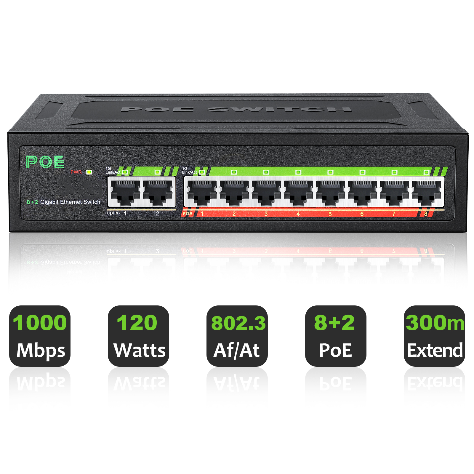 10 Ports Gigabit Switch1000Mbp - Ethernet Switch 8 Port recensie en prijs