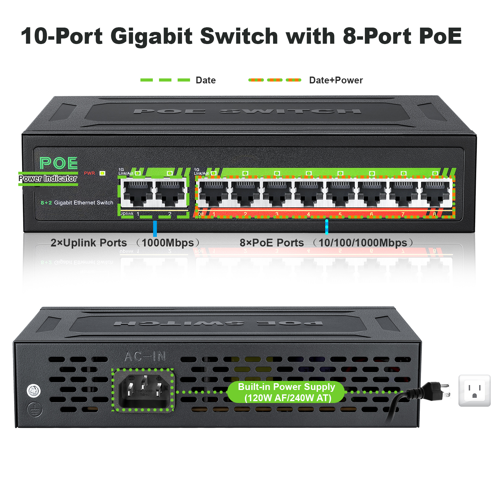 10 Ports Gigabit Switch1000Mbp - Ethernet Switch 8 Port recensie en prijs