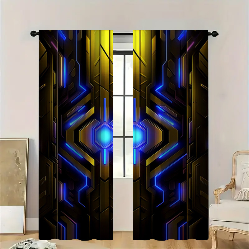 2pcs Geometric Tech Curtains w - Office Tech Room recensie en prijs