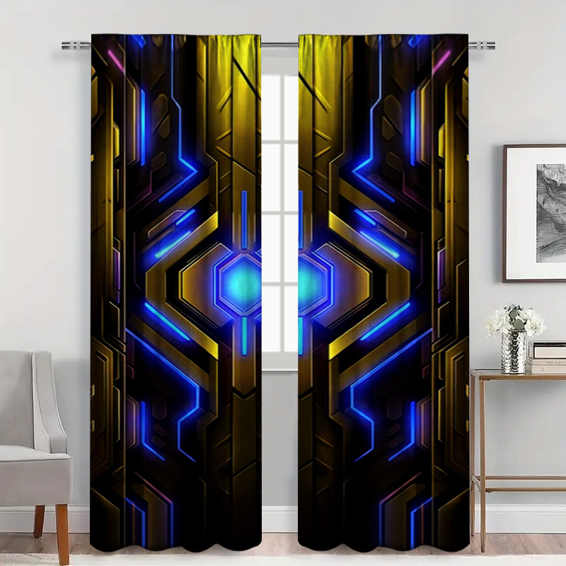 2pcs Geometric Tech Curtains w - Office Tech Room recensie en prijs