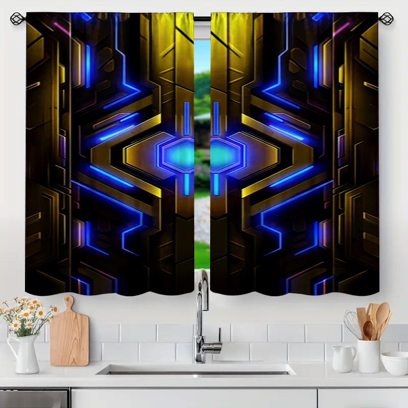 2pcs Geometric Tech Curtains w - Office Tech Room recensie en prijs