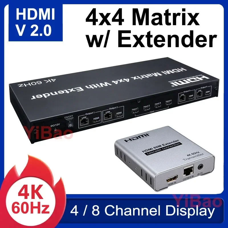4K 60Hz 4X4 Matrix HDMI2.0 4x4 - Ethernet Switch 8 Port recensie en prijs