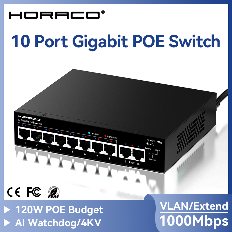 HORACO 8 Port Gigabit POE Swit - Ethernet Switch 8 Port recensie en prijs