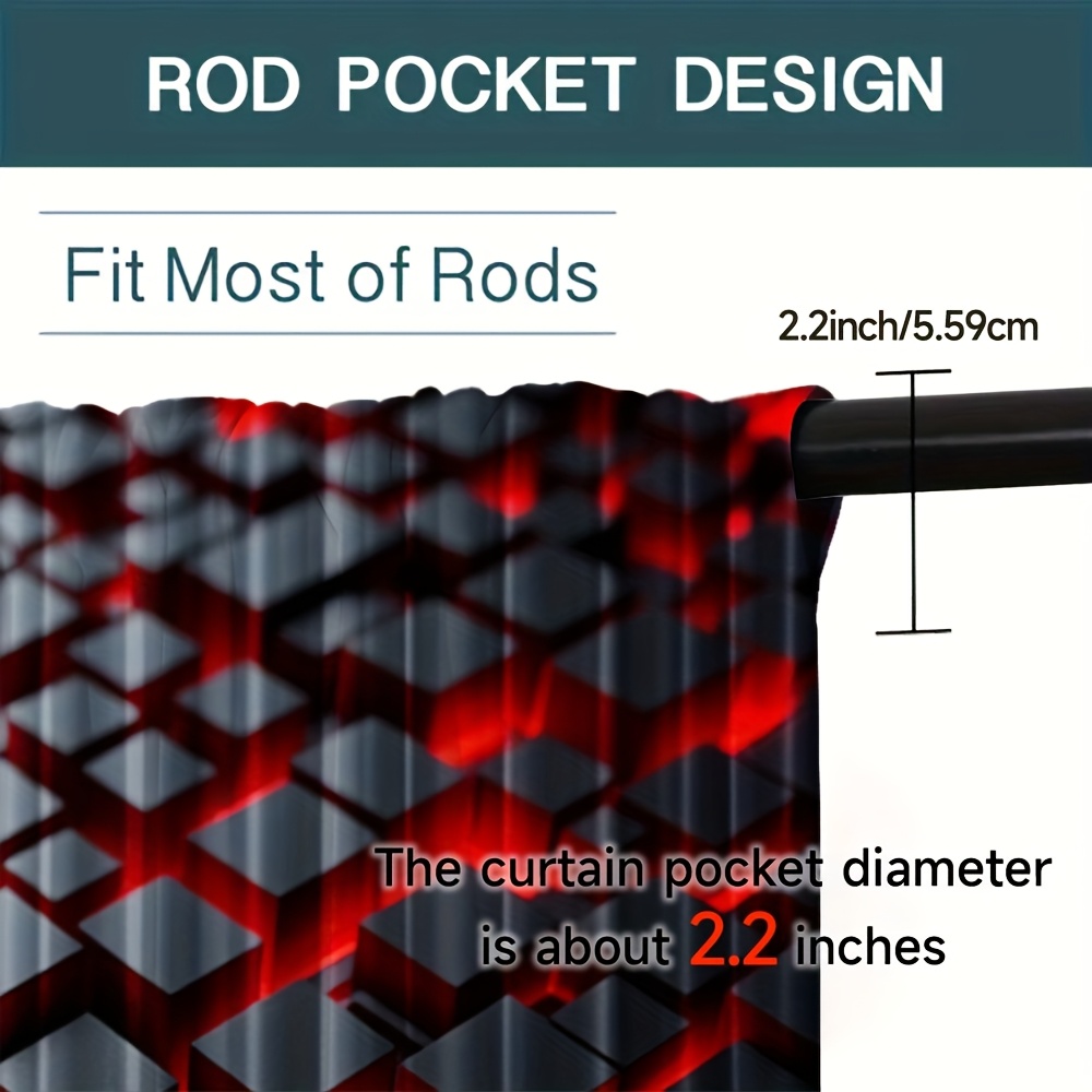 2pcs Geometric Curtains Red Bl - Office Tech Room recensie en prijs