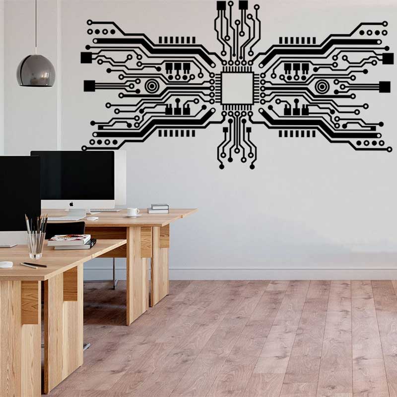 Circuit Board Chip Wall Sticke - Office Tech Room recensie en prijs