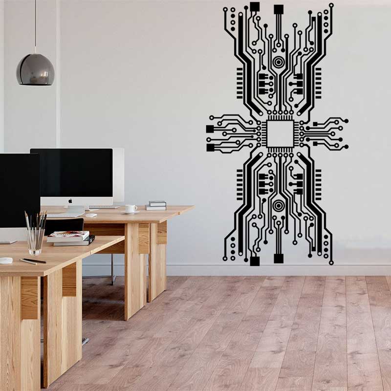 Circuit Board Chip Wall Sticke - Office Tech Room recensie en prijs