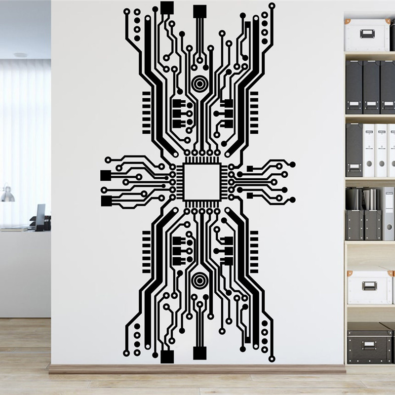 Circuit Board Chip Wall Sticke - Office Tech Room recensie en prijs